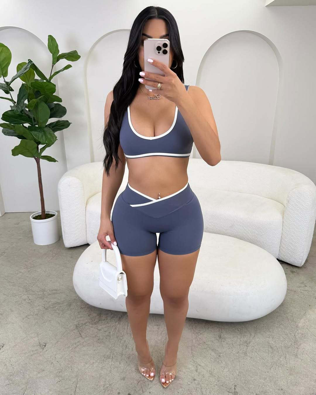 STYLISH LADY Contrast Trim Yog - Yoga Fitness Fit Club ulasan dan harga