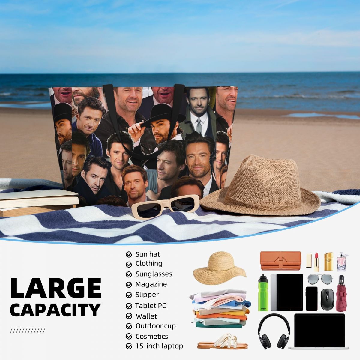 Hugh Jackman Photo Collage Bea - Yoga Fitness Gym Photos ulasan dan harga