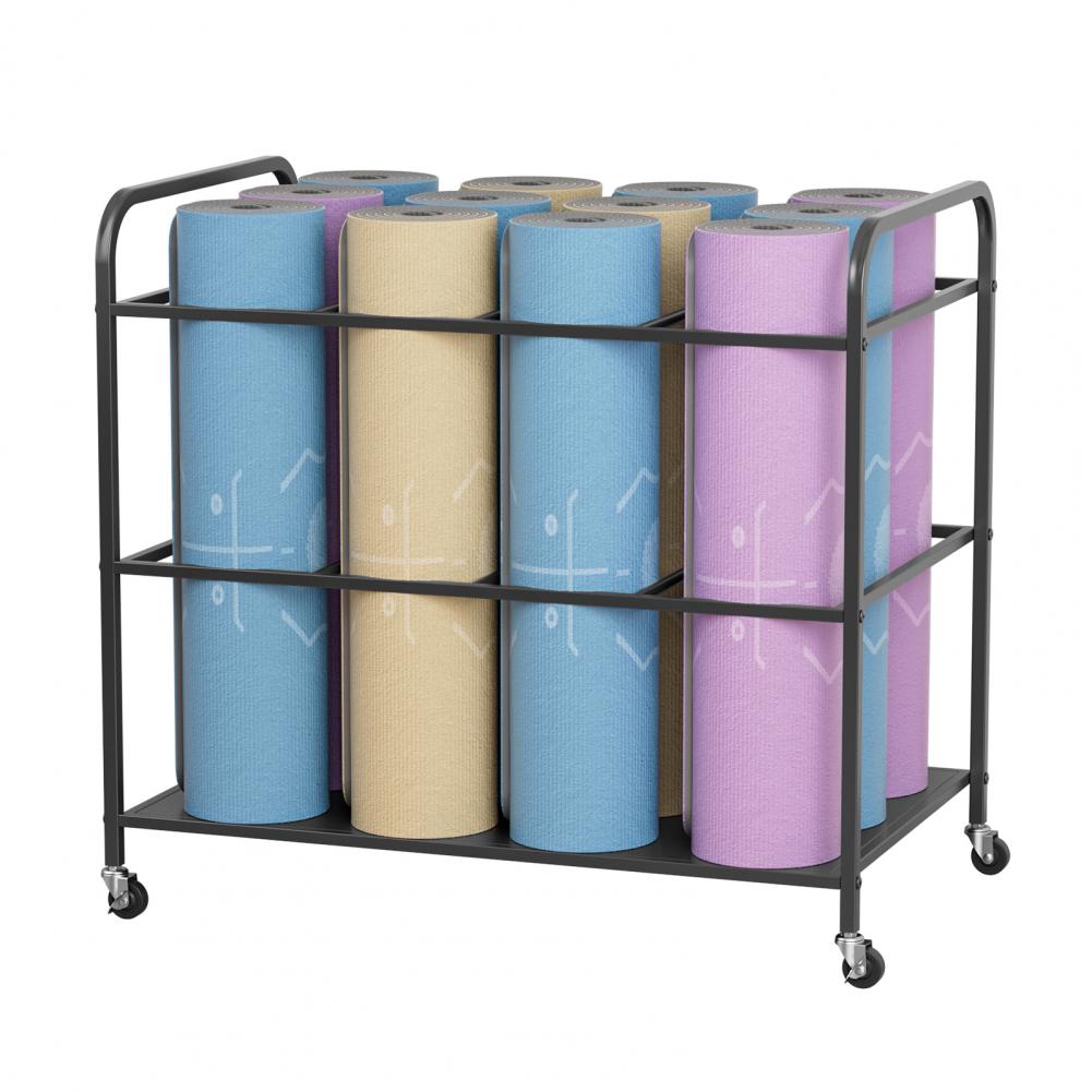 Yoga Mat Storage Rack with Whe - Yoga Fitness Rooms ulasan dan harga