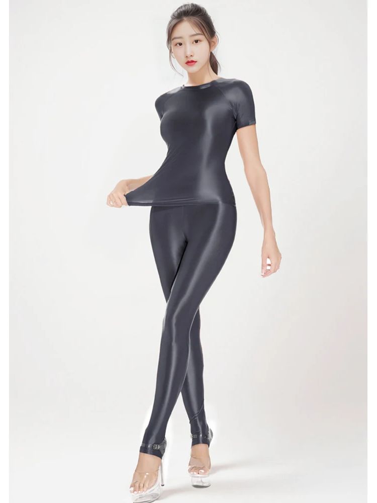 M-XL Glossy Shiny Elastic Shor - Yoga Fitness Fit Club ulasan dan harga
