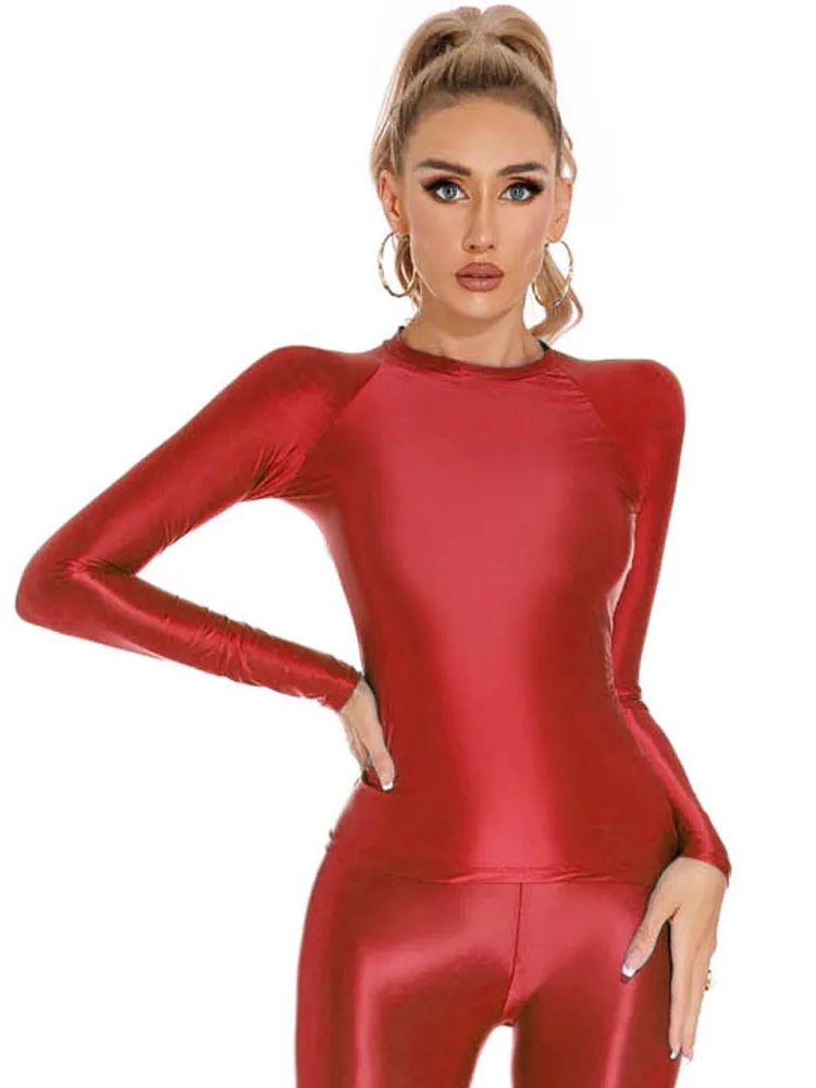 Glossy Shiny Elasitc Long Slee - Yoga Fitness Fit Club ulasan dan harga