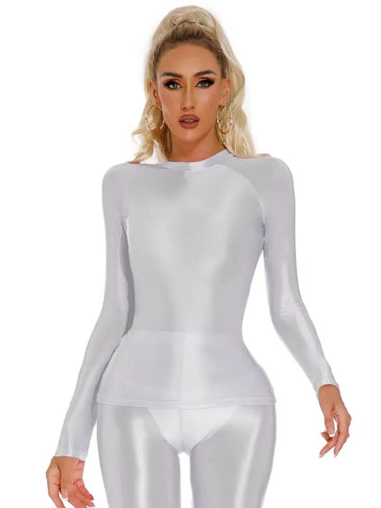 Glossy Shiny Elasitc Long Slee - Yoga Fitness Fit Club ulasan dan harga