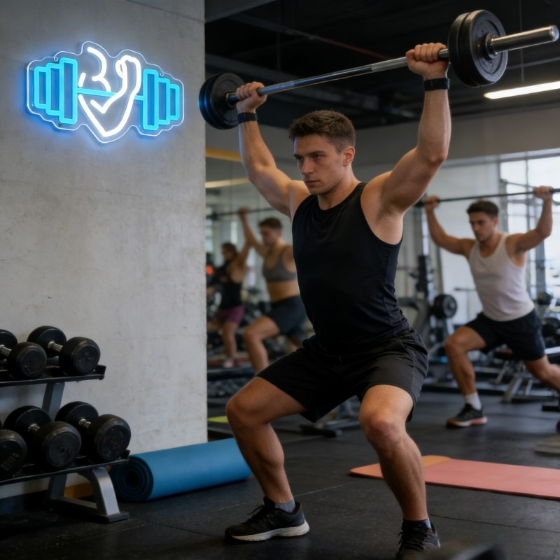 Bicep Dumbbell Neon Sign LED W - Yoga Fitness Rooms ulasan dan harga