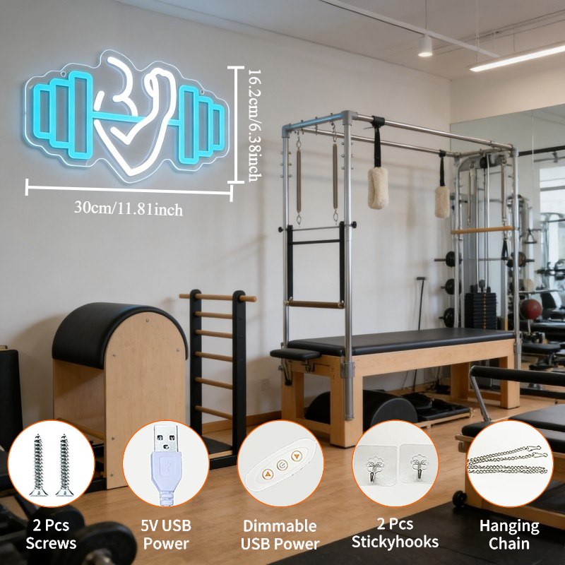 Bicep Dumbbell Neon Sign LED W - Yoga Fitness Rooms ulasan dan harga