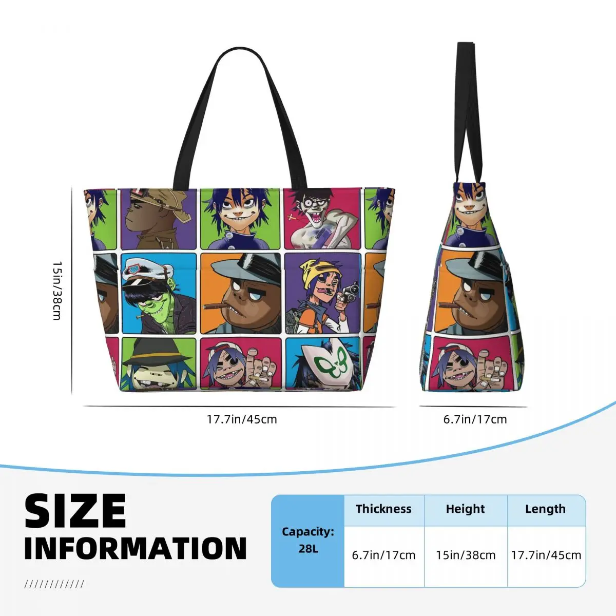 Music Band Gorillaz Beach Tote - Yoga Fitness Music ulasan dan harga