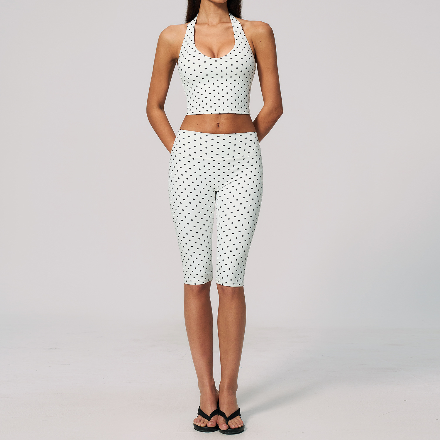 STYLISH LADY Polka Dot Halter  - Yoga Fitness Fit Club ulasan dan harga