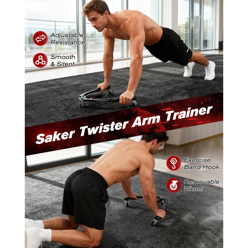 3-in-1 Hydraulic Arm Trainer w - Ab Wheel Roller ulasan dan harga
